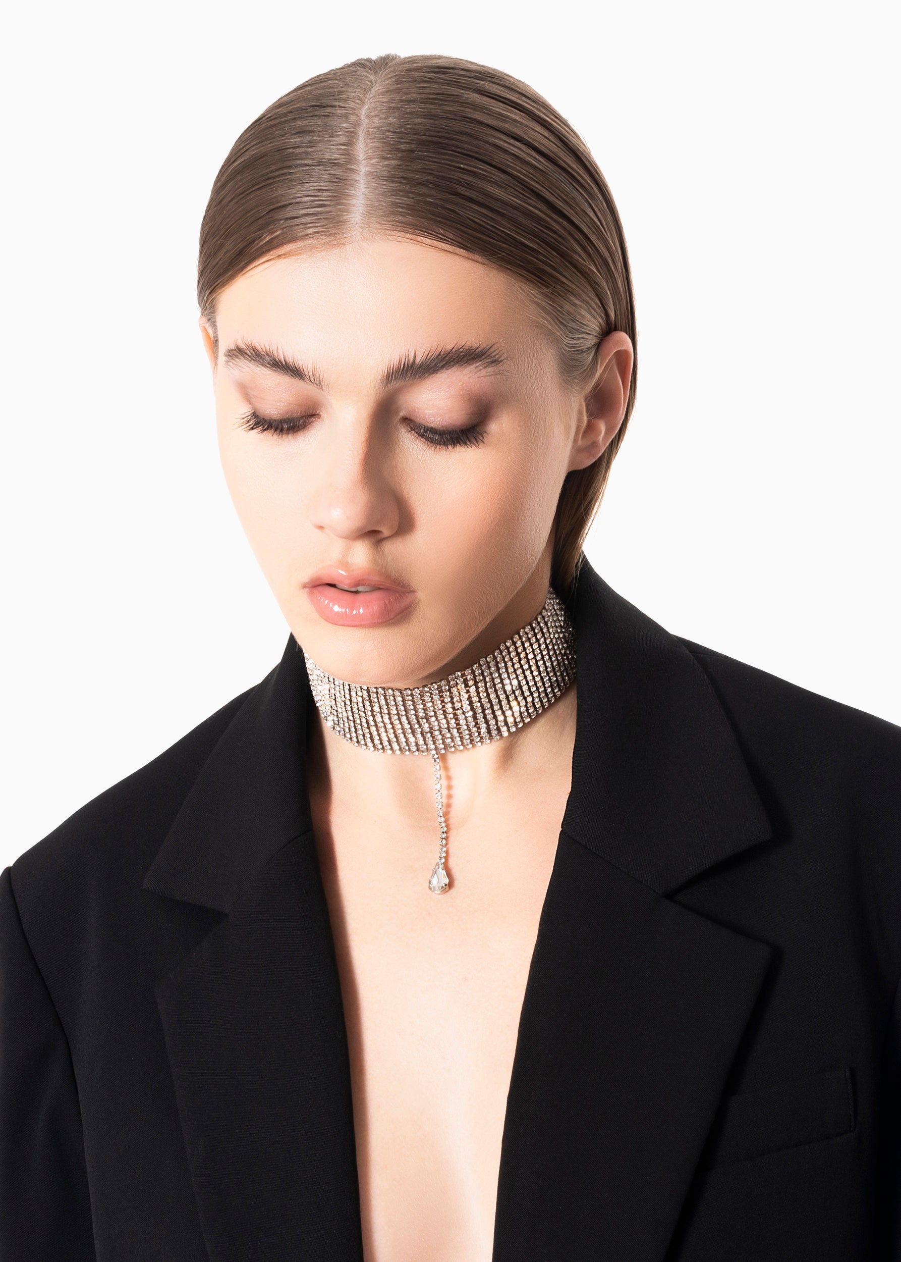 Francesca necklace silver nude skin