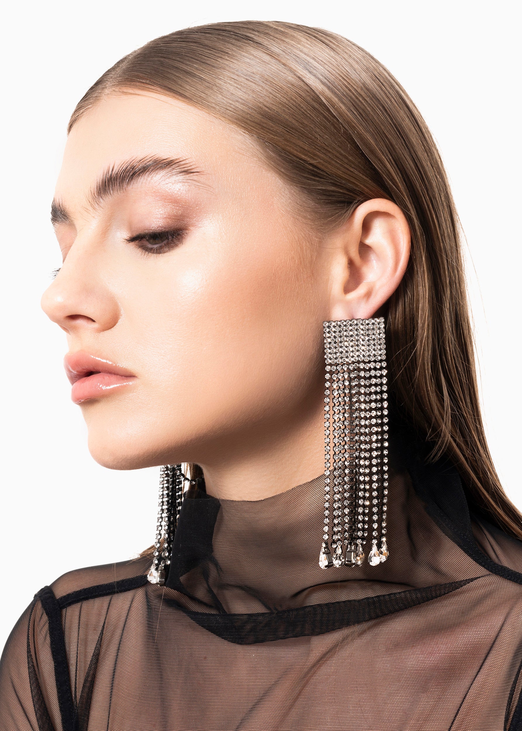 Greta Earjewels silver nude skin